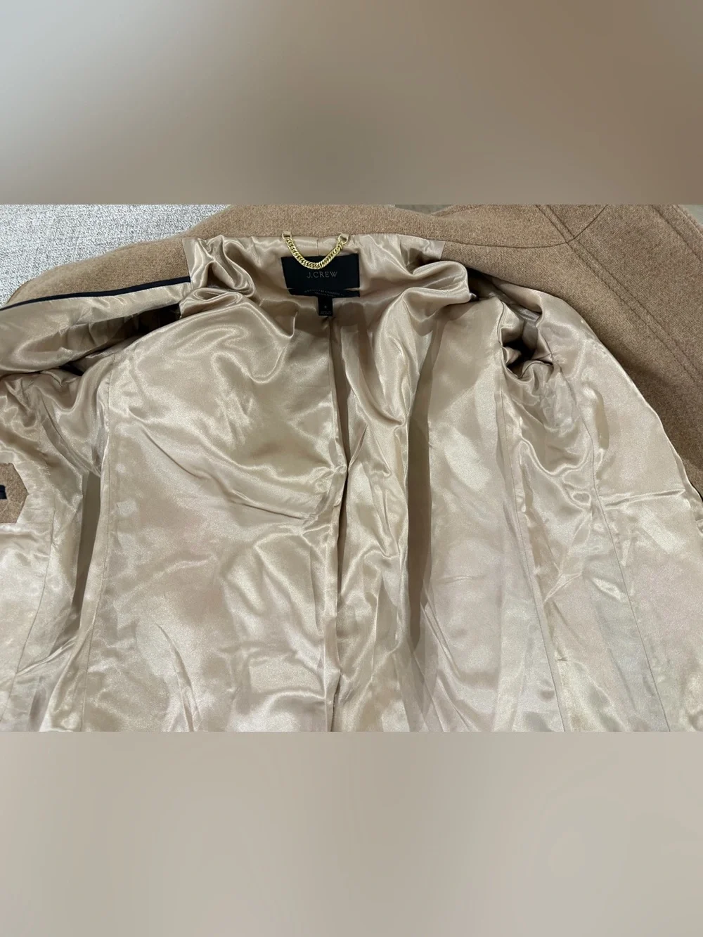 J. Crew Wool Stadium Cloth by Nello Gori Cocoon Coat Tan B2770 Size 6 - Picture 10 of 16